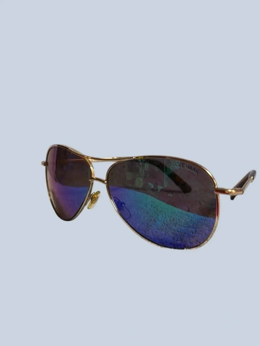 Unisex Aviator Sunglasses with Blue-Green Mirrored Lenses